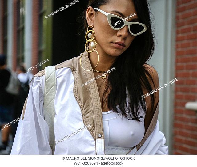 MILAN, Italy- September 20 2018: Stephanie Zilo on the street during the Milan Fashion Week