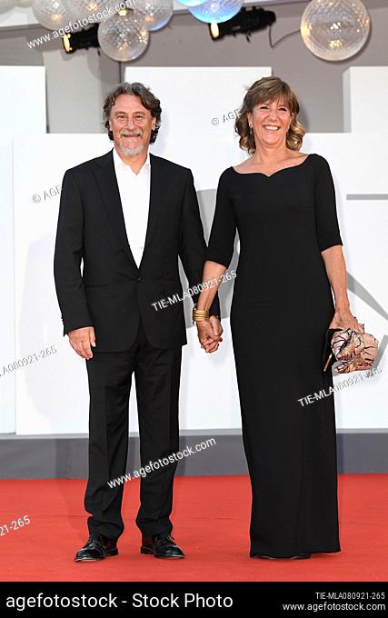 Giorgio Tirabassi, Francesca Antonini during 'Freaks Out' red carpet during the 78th edition of the Venice Film Festival in Venice, Italy, 8 Sep 2021