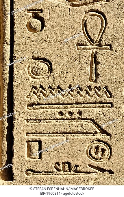 Hieroglyphics, Temple of Philae, UNESCO World Heritage Site, Aswan, Nile Valley, Egypt, Africa