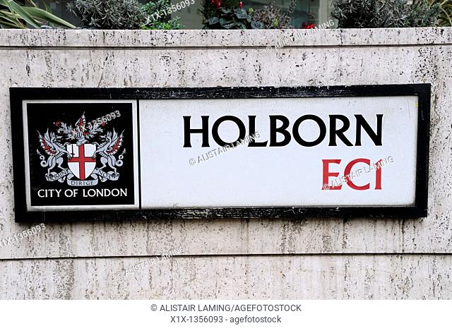 Holborn EC1 Street Sign, London, England, UK