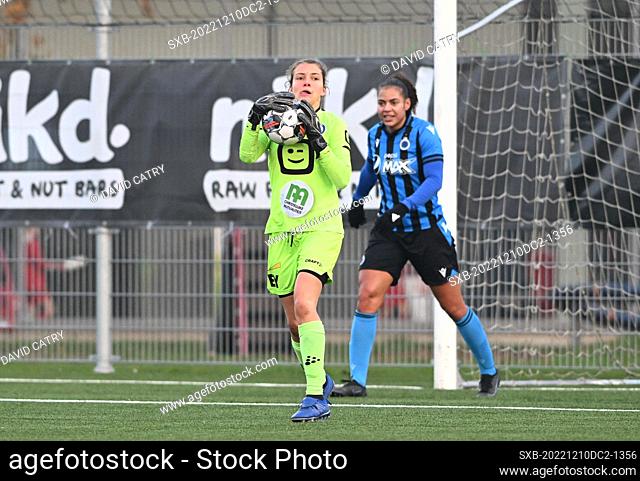 goalkeeper Riet Maes (1) of Gent pictured during a female soccer game between Club Brugge Dames YLA and AA Gent Ladies on the 14th matchday of the 2022 - 2023...