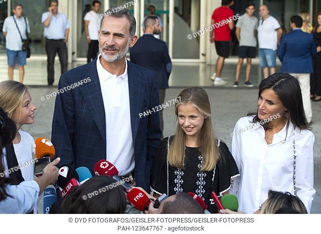 Princess Sofia of Spain, King Felipe VI. From Spain, Princess Leonor of Spain and Queen Letizia of Spain visit Juan Carlos after his heart surgery at the...