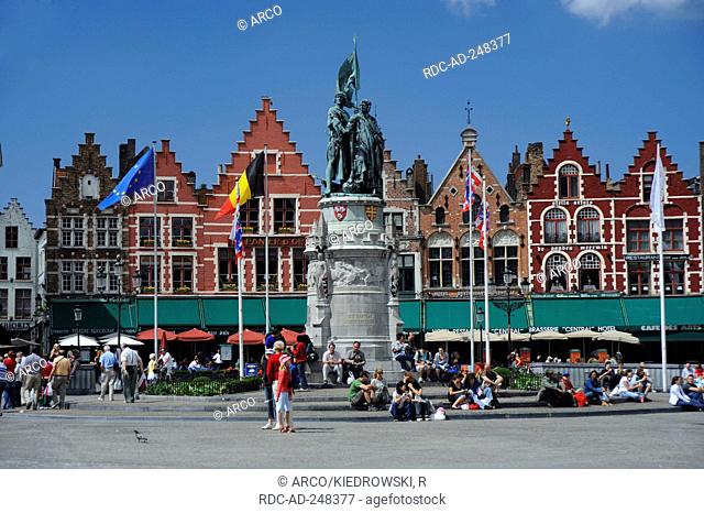 Monument for Jan Breydel and Pieter De Coninck market square Bruges West Flanders Belgium Grote Markt