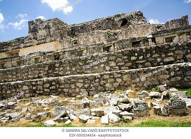 Archeological site Kabah, Pirámide de los Mascarones, Yucatán, México
