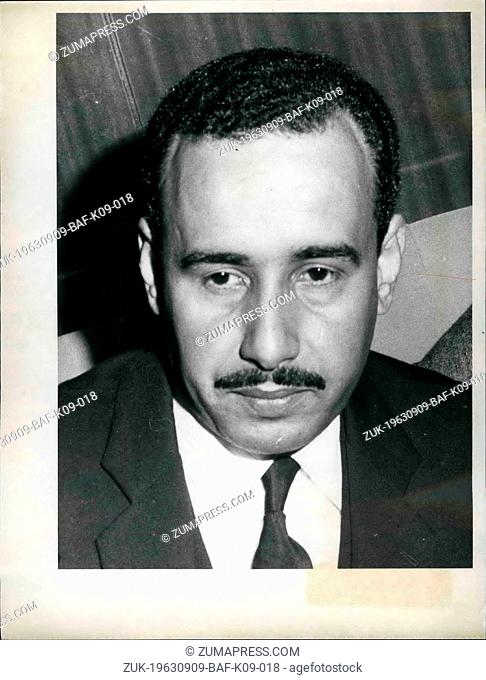 Sep. 09, 1963 - Mr. Moussaoui Algeria's Ambassador Arrives In Paris: Boulaem Moussaoui Algeria's new Ambassador in France arrived by air in Paris