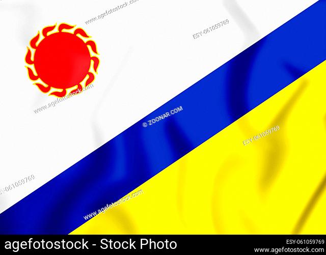 3D Flag of Elista (Kalmykia), Russia. 3D Illustration