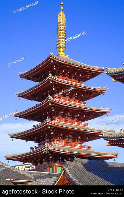 Japan, Tokyo, Asakusa, Sensoji Temple. Sensoji Temple is a Buddhist temple located in Asakusa, Tokyo, Japan. Founded in 645 CE