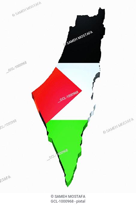 map and flag of Palestine