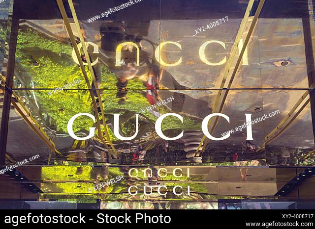 Gucci advertisement in shopping centre. Republic of Singapore