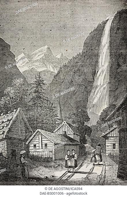 The Staubbach Fall, Switzerland, illustration from Teatro universale, Raccolta enciclopedica e scenografica, No 117, September 24, 1836