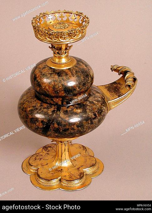 Covered Cup. Date: ca. 1500-1550; Culture: German; Medium: Gabbro, copper-gilt; Dimensions: Overall: 8 7/8 x 6 1/2 x 4 3/4 in. (22.5 x 16.5 x 12