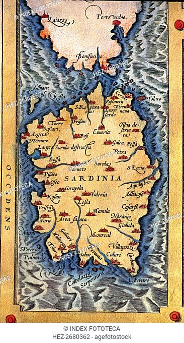 'Theatrum Orbis Terrarum' by Abraham Ortelius, Antwerp, 1574, map of the island of Sardinia