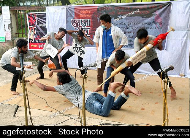 MC College theatre, Sylhet staged a drama as a demonstration for the ongoing mass rape, lawlessness, injustice and atrocities in Bangladesh and demanded maximum...