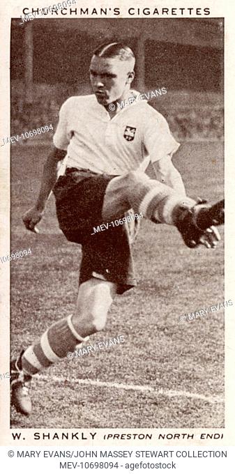 Bill Shankly (1913-1981), Scottish footballer and manager, seen here when he played for Preston North End. He also played for Scotland