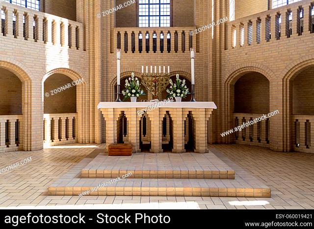 Copenhagen, Denmark - April 11, 2016: The Sanctuary inside Grundtvigs Church
