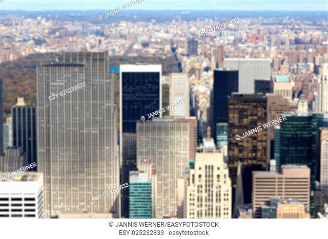 Blurred Background of New York City from the Empire State Building facing uptown past Central Park