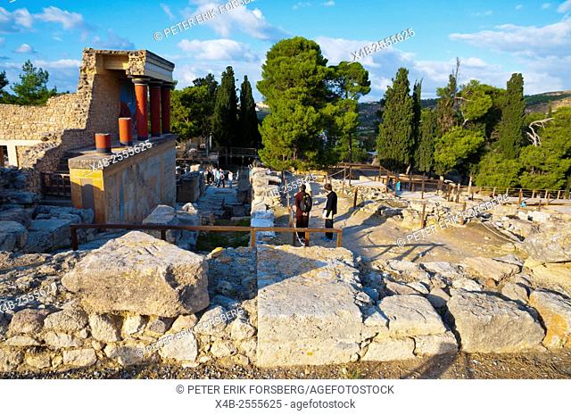 Knossos, with North Propylaeum and central court, near Heraklion, Crete island, Greece