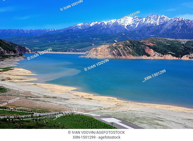Chorvak reservoir and the mountains of Tian-Shan province of Tashkent, Uzbekistan