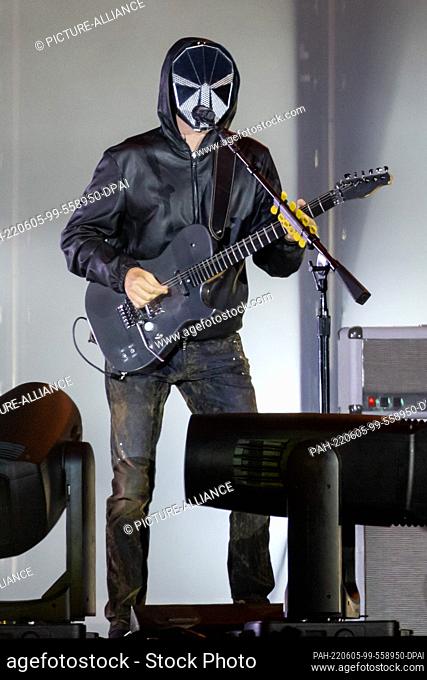 05 June 2022, Bavaria, Nuremberg: Frontman Matthew Bellamy performs with the British rock band Muse at the open-air festival ""Rock im Park""