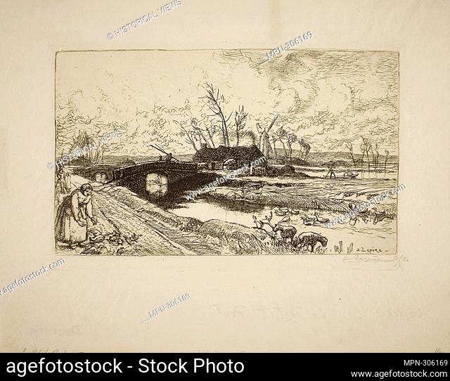 Author: Louis Auguste Lepre. The Little Bridge - 1913 - Louis Auguste Lepre French, 1849-1918. Etching on cream wove paper. France