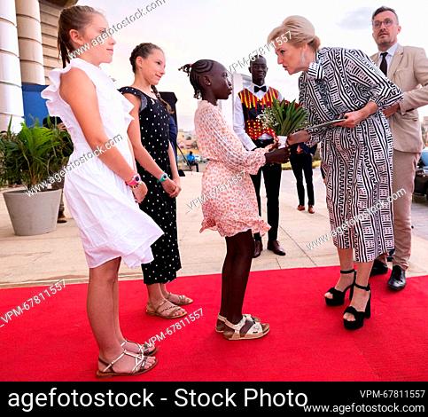 Princess Astrid of Belgium is welcomed at Musée des Civilisation Noires ahead of the Belgian official reception during the second day of an economic mission to...