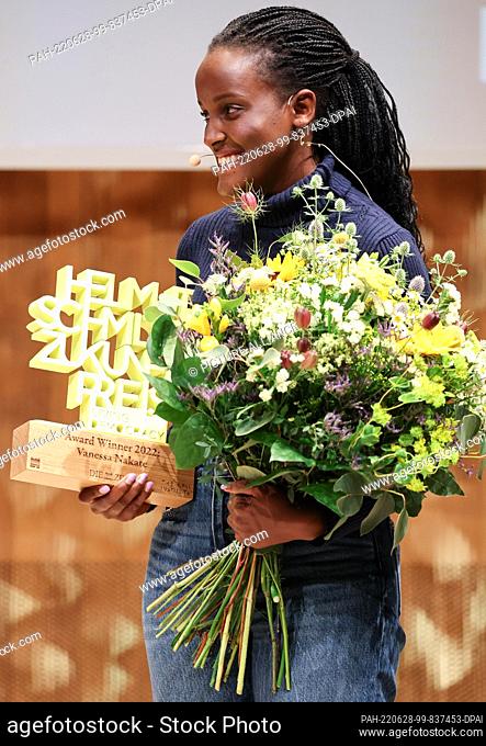 28 June 2022, Hamburg: Climate activist Vanessa Nakate from Uganda receives the Helmut Schmidt Future Prize at a ceremony in the Small Hall of the...