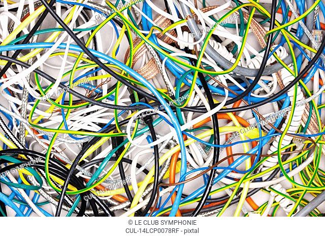 A tangle of colored wires on the ground