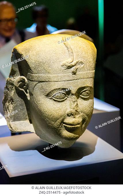 Photo taken during the opening visit of the exhibition ""Osiris, Egypt's Sunken Mysteries"". Egypt, Alexandria, Archeological museum of the Bibliotheca...