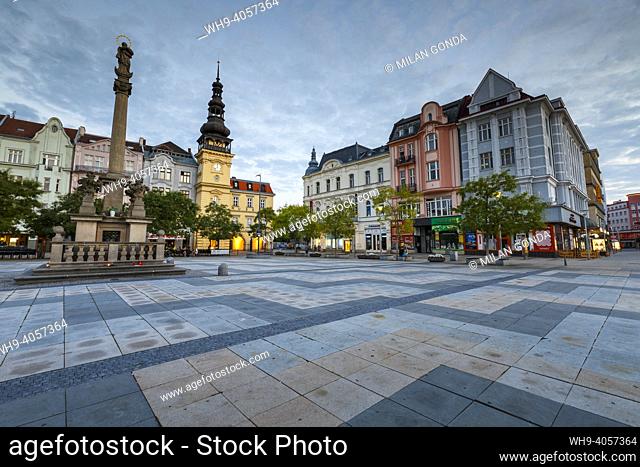 Ostrava, Czech Republic : View of the main square of Ostrava's old town at sunset.