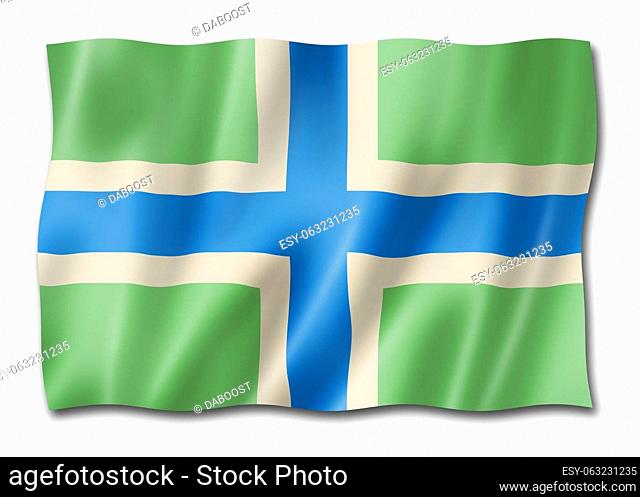 Gloucestershire County flag, United Kingdom waving banner collection. 3D illustration