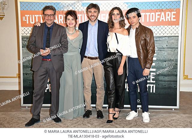 Sergio Castellitto, Elena Sofia Ricci, The Director Valerio Attanasio, Clara Alonso, Guglielmo Poggi during the photocall of the film 'Il Tuttofare'