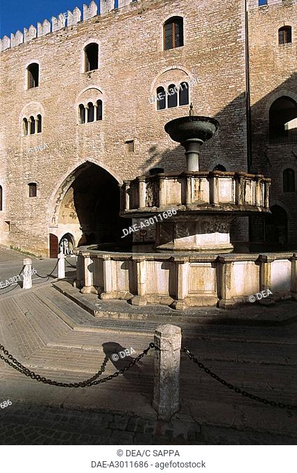 Italy - Marche Region - Fabriano - Town Hall, Podestà Palace and Round Fountain called Sturinalto
