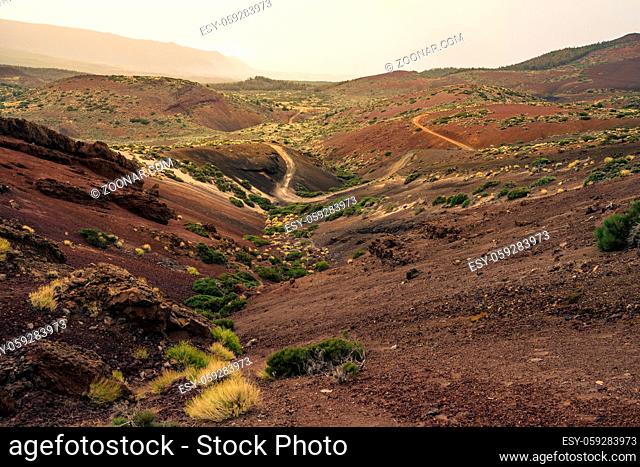 Teide National Park in Tenerife with wide views, great vulcano landscapes like on the moon and stunning rock formations
