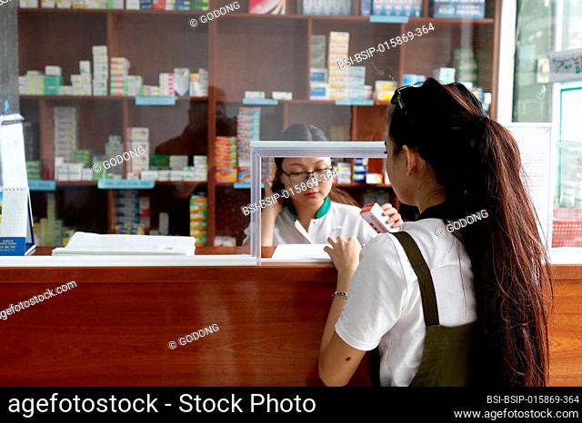 Pharmacy. Patient buying treatment. Vung Tau. Vietnam