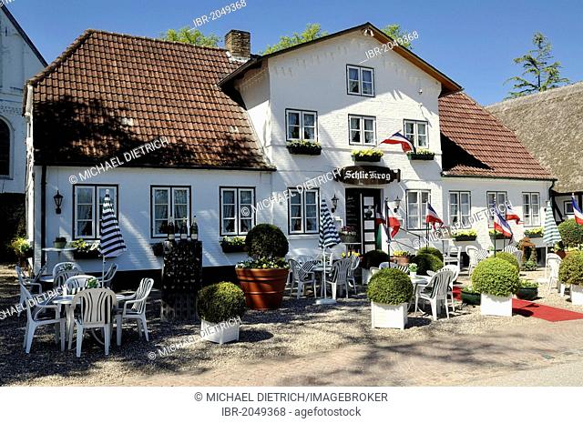 Schlie Krog restaurant, Sieseby on the Schlei river, Thumby, Rendsburg-Eckernfoerde district, Schleswig-Holstein, Germany, Europe