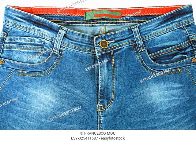 Zipper detail of pants in jeans for men light blue color
