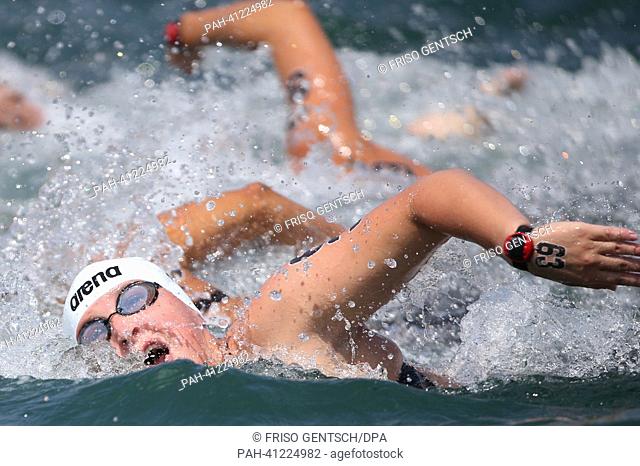Svenja Zihsler of Germany swims during the women's 10 km Marathon Open Water event of the 15th FINA Swimming World Championships at Moll de la Fusta on the...