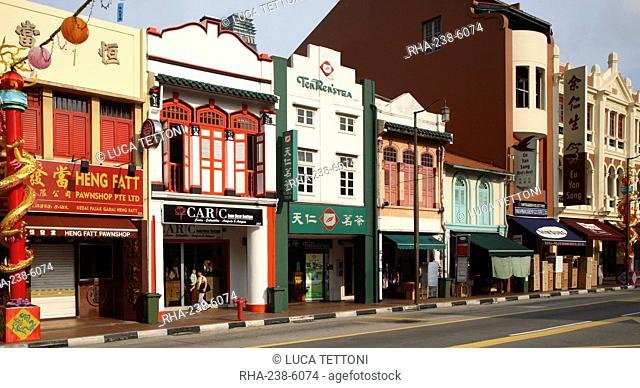 Shophouses in South Bridge Road, Chinatown, Singapore, Southeast Asia, Asia