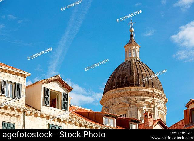 Dome of the Cathedral of the Assumption of the Virgin Mary in Dubrovnik, Croatia