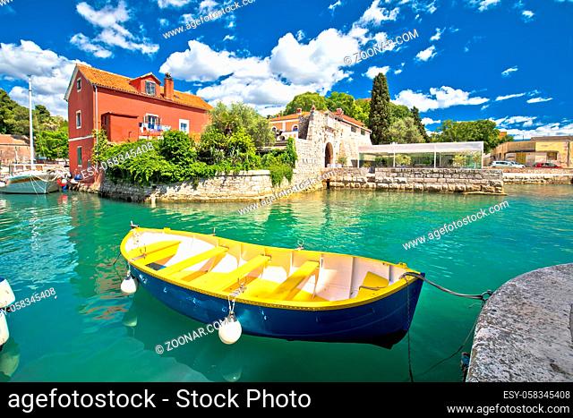Zadar. Historic Fosa harbor bay in Zadar boats and architecture colorful view, Dalmatia region of Croatia