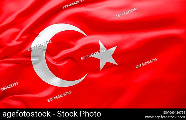 Waving national flag of Turkey