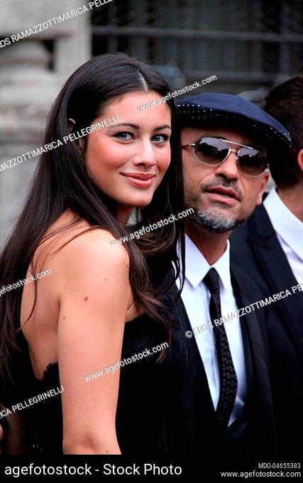 The singer-songwriter Eros Ramazzotti and his partner and model Marica Pellegrinelli attending the party held by Dolce & Gabbana. Milan, Italy