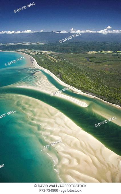 Daintree River Mouth, Daintree National Park World Heritage Area, North Queensland, Australia - aerial