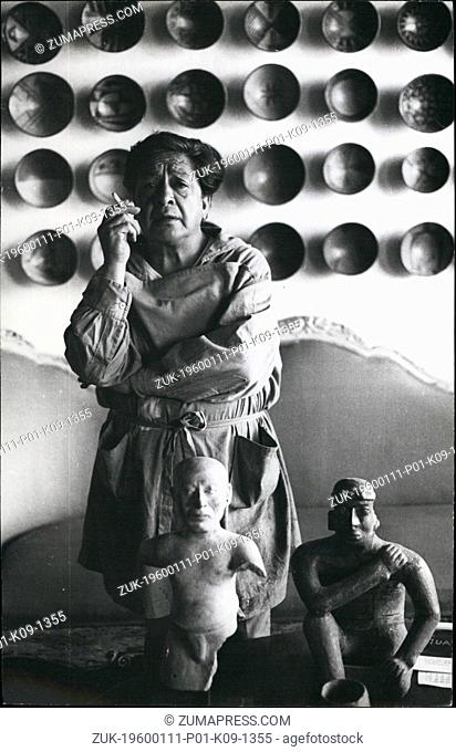 1971 - Oswaldo Guayasamin Ecuadorian Painter, Ouitos 1971: Multicolored ceramics and Inca statuettes: two masterpieces of the Ecuadorian painter in his role s a...