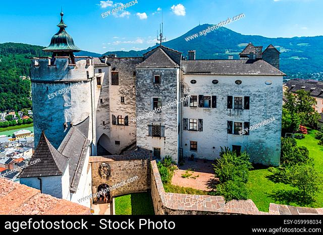 Hohensalzburg Fortress sits atop the Festungsberg, a small hill in the Austrian city of Salzburg. Erected at the behest of the Prince-Archbishops of Salzburg