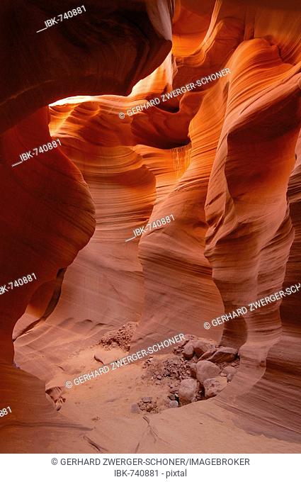 Sandstone formations, Lower Antelope Canyon, Slot Canyon, Arizona, USA, North America