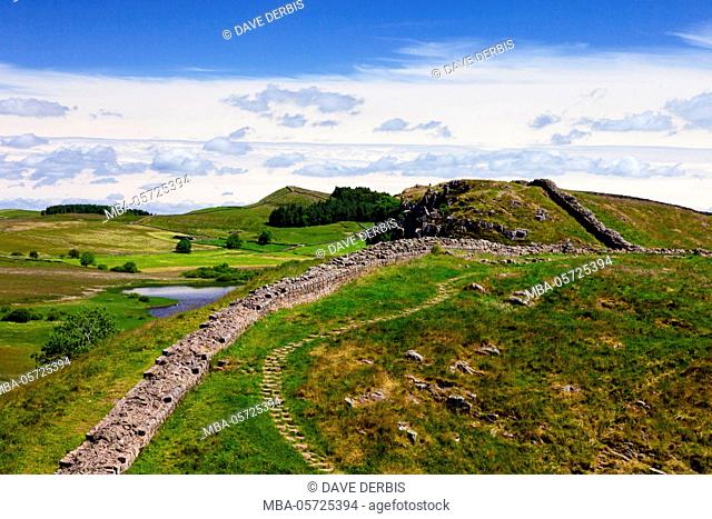 boundary, summer, Hadrian's Wall, England, the United Kingdom, Great Britain