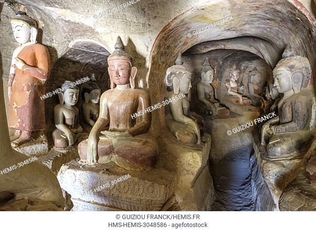 Myanmar (Burma), Sagaing region, Monywa, Hpo win Daung Buddhist caves, cave temples built in the 14th century and home to nearly 3, 000 Buddha statues