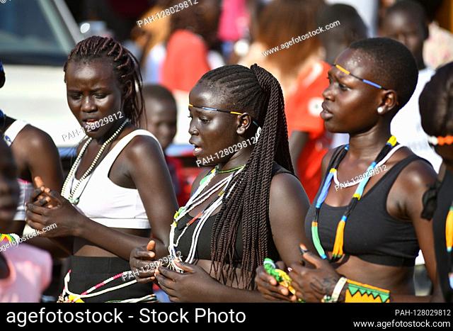 Members of a Schilluk dance and music group at the Orupaap Nature Arts Festival, recorded on December 7th, 2019. The Orupaap Cultural Foundation