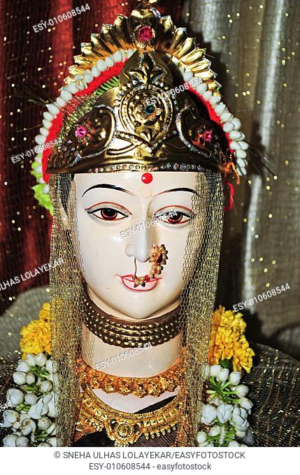 Idol of goddess Gauri during Ganesh festival, Pune, Maharashtra, India